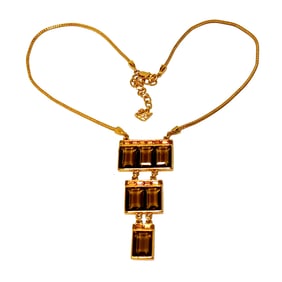 A FINE VINTAGE SWAROVSKI NECKLACE 17" GOLDTONE COLOR