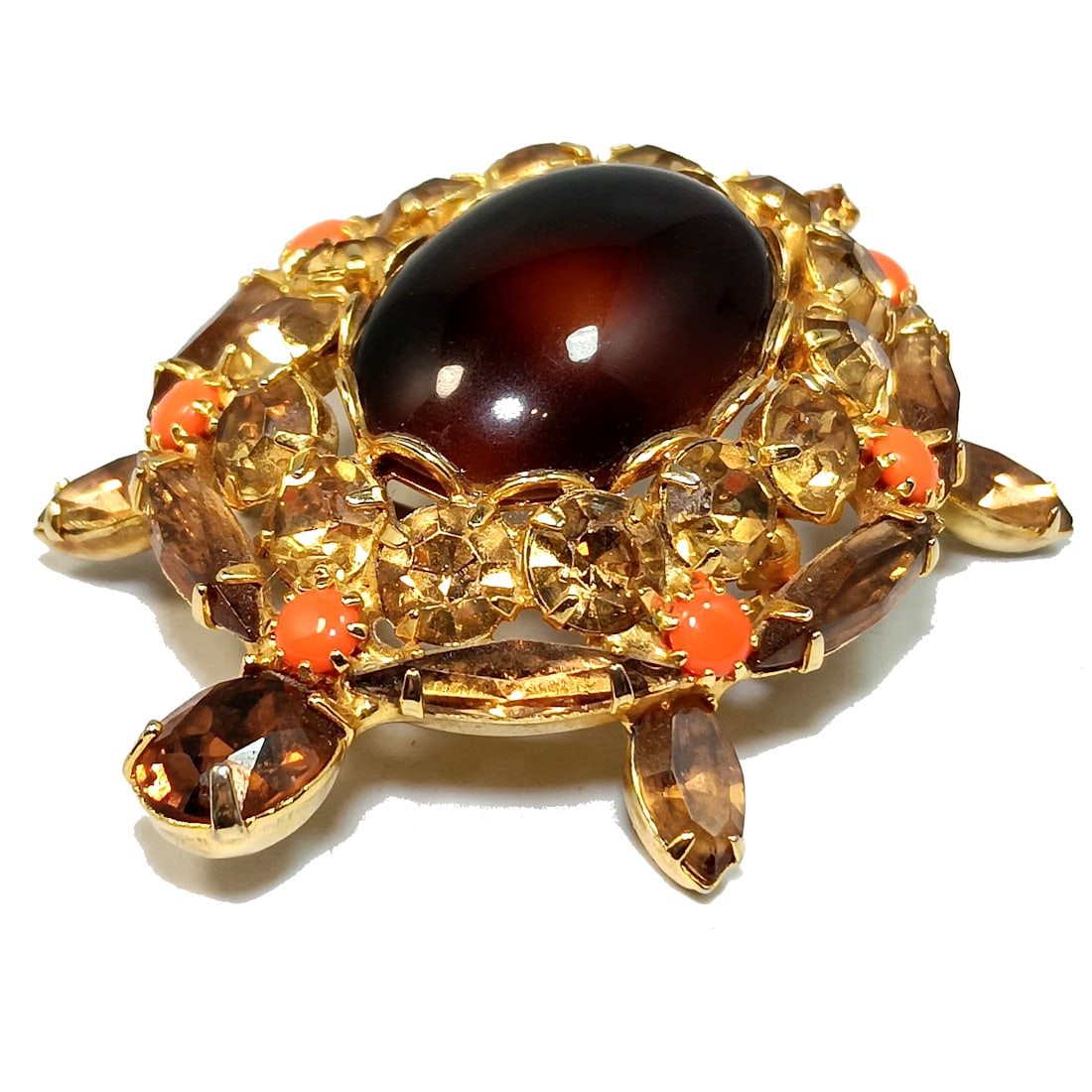 A MID-CENTURY VINTAGE FIGURAL TURTLE BROOCH ALICE CAVINESS 2.4": OFFERED HERE IS A BEAUTIFUL MID-CENTURY VINTAGE FIGURAL TURTLE BROOCH, UNSIGNED BUT VERIFIED ALICE CAVINESS. IT IS 2.4" LONG. WE PROVIDE FREE IN-HOUSE SHIPPING WITHIN THE U.S.