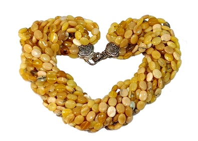 FINE VINTAGE YELLOW OPALS NECKLACE 13 STRANDS DESIGNER STEPHEN DWECK