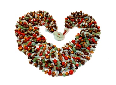 A FINE VINTAGE 8 STRANDS JAY KING GEMSTONE NECKLACE 20" 200 GR