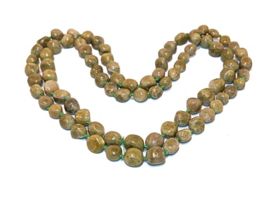 A BEAUTIFUL LARGE JADEITE BEAD NECKLACE 46" 224 GRAMS
