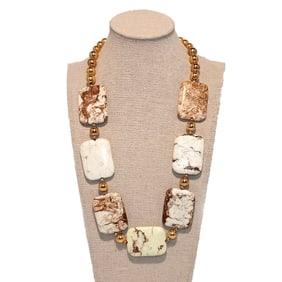 BEAUTIFUL VINTAGE JASPER NECKLACE 20" 157 GRAMS