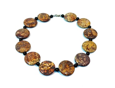 VINTAGE SILPADA NECKLACE PUDDINGSTONE JASPER 18" SIGNED I.L.