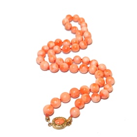 FINE VINTAGE PINK CORAL NECKLACE 18" 35 GRAMS