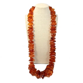 A MASSIVE NATURAL BALTIC AMBER NECKLACE 30" 295 GRAMS