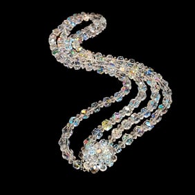 A WONDERFUL VINTAGE 2 STRANDS FACETED CRYSTAL NECKLACE 23"