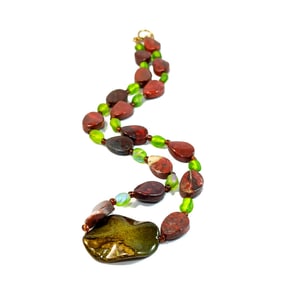 A BEAUTIFUL JASPER NECKLACE NATURAL STONES 22"