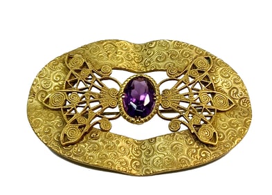 A FINE VINTAGE CZECH BROOCH 2.9" BY 2"