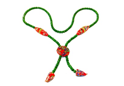 A FINE VINTAGE ART DECO GLASS NECKLACE VENETIAN BEADS 23"