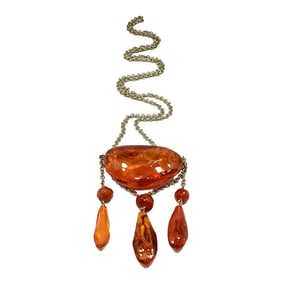 A FINE BALTIC AMBER NECKLACE 24" 39.7 GR