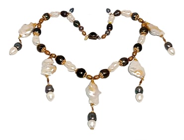A VERY FINE HIGH END BAROQUE PEARLS NECKLACE ORIGINAL BY STEFAN DINU