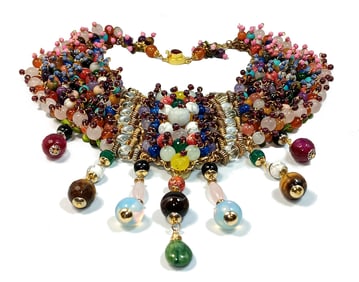 AN IMPORTANT MASSIVE GEMSTONE BIB NECKLACE SIGNED BY DESIGNER STEFAN DINU