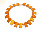 A VERY FINE ART DECO  BALTIC AMBER NECKLACE SET IN STERLING 16"  67 GRAMS
