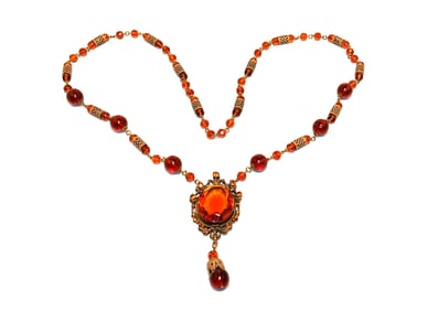 AN EXQUISITE VINTAGE CZECH NECKLACE 31"