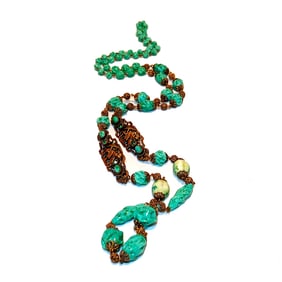 A FABULOUS VINTAGE CZECH GLASS NECKLACE 34"