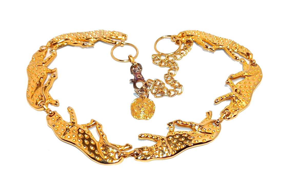 A SUPERB HIGH-END VINTAGE LEOPARD BELT: THIS SUPERB VINTAGE GOLDTONE BELT IS 35" LONG. WE PROVIDE FREE IN-HOUSE SHIPPING WITHIN THE U.S.