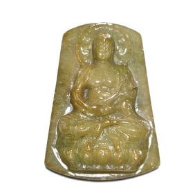 A FABULOUS NATURAL JADEITE PENDANT BUDDHA SHAKYAMUNI 2.5" TALL 53 GR