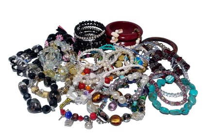 A LARGE LOT OF 28 BRACELET BANGLE COSTUME JEWELRY
