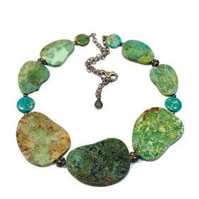 A VINTAGE SOUTHWESTERN NECKLACE 19" 45 GR STERLING TURQUOISE BY BARSE
