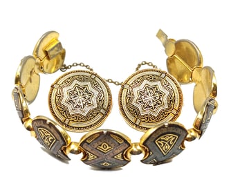 FINE VINTAGE TOLEDO DAMASCENE LOT BRACELET EARRINGS