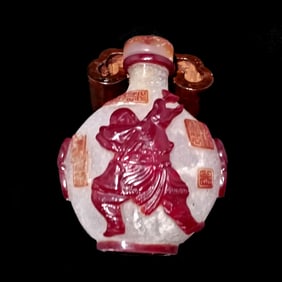 ANTIQUE CHINESE PEKING GLASS SNUFF BOTTLE 18TH C YANGZHOU