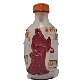 A RARE ANTIQUE CHINESE SNUFF BOTTLE YANGZHOU SCHOOL QING DYNASTY