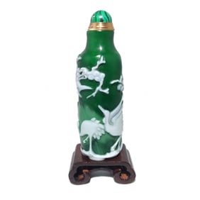 VERY FINE ANTIQUE CHINESE SNUFF BOTTLE STORKS 18-19TH C