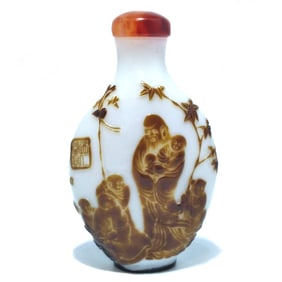 FINE CHINESE PEKING GLASS SNUFF BOTTLE YANGZHOU QIANLONG