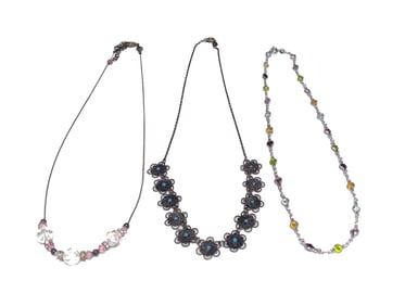 3 GORGEOUS JEWELRY SILVER NECKLACES 950 925
