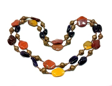A BEAUTIFUL NATURAL NECKLACE AMETHYST JASPER 38"
