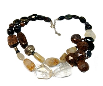 A FABULOUS MASSIVE STERLING SILVER AND ROCK CRYSTAL NECKLACE BY BARSE