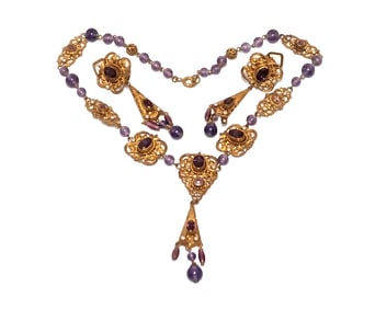 AN EXQUISITE RARE ANTIQUE ITALIAN SET NECKLACE EARRINGS