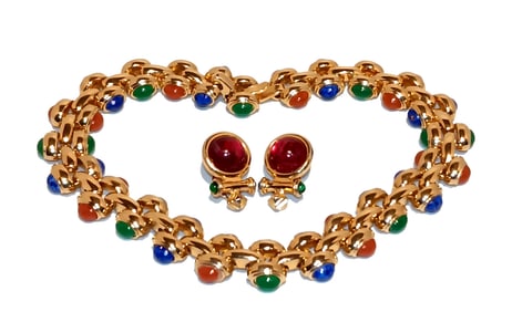 A SUPERB VINTAGE LES BERNARD CHOKER NECKLACE AND EARRINGS
