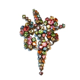 A WONDERFUL LARGE VINTAGE 1950'S AUSTRIAN CRYSTAL PASTEL FLOWER BROOCH 3.75"