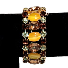 A FINE VINTAGE JULIANA FAUX AMBER UNSIGNED CTRINE GLASS BRACELET