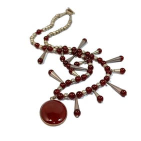 A BEAUTIFUL VINTAGE SOUTHWESTERN CARNELIAN STERLING NECKLACE 25" 91 GRAMS