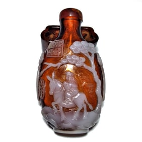 VERY FINE CHINESE SIGNED PEKING GLASS SNUFF BOTTLE QIANLONG SEAL