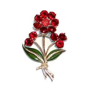 A BEAUTIFUL LARGE VINTAGE ENAMELED FLOWER BROOCH 4"