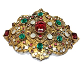 AN EXQUISITE LARGE SIGNED ANTIQUE BUCKLE 4"
