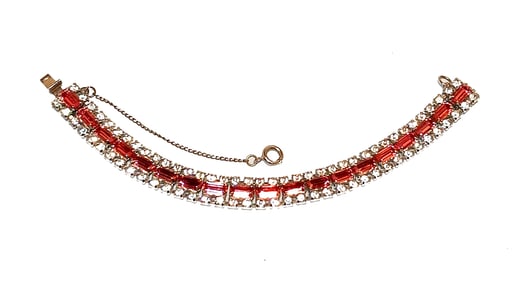 A FINE VINTAGE ART DECO 2 TONES PINK WHITE RHINESTONE BRACELET