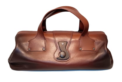 VINTAGE GUCCI BROWN LEATHER "DOCTOR HANDBAG" MADE IN ITALY WITH SERIAL NUMBER