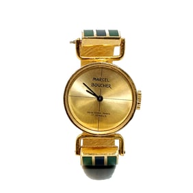 A FINE VINTAGE MARCEL BOUCHER ENAMELED WATCH NEW YORK PARIS 17 JEWELS