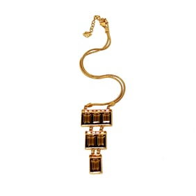 A FINE VINTAGE SWAROVSKI NECKLACE 17" GOLDTONE COLOR