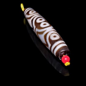 A BEAUTIFUL LARGE SINO TIBETAN MASTER AGATE DZI BEAD 78MM 8 EYES NECKLACE