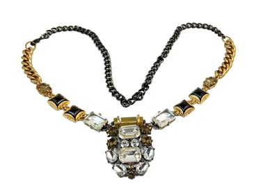 A SUPERB VINTAGE ART DECO STYLE LARGE RHINESTONE NECKLACE