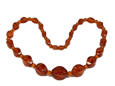 A FINE LARGE VINTAGE NECKLACE NATURAL BALTIC AMBER HUGE CARVED BEADS