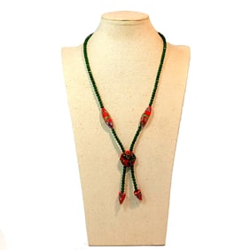A FINE VINTAGE ART DECO GLASS NECKLACE VENETIAN BEADS 23"