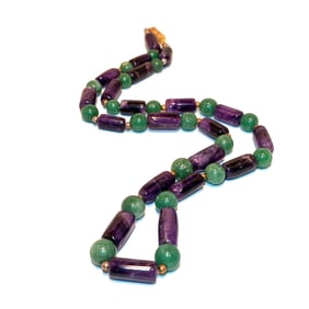 BEAUTIFUL CHINESE NECKLACE AMETHYST AND JADE 22"