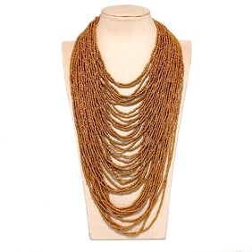 A FABULOUS SIGNED LARGE 44 STRANDS NECKLACE GOLD TONE COLOR BY UTERQUE