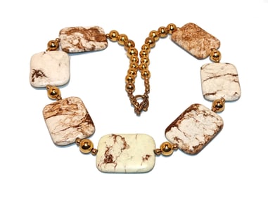 BEAUTIFUL VINTAGE JASPER NECKLACE 20" 157 GRAMS
